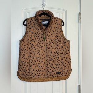 Lands' End Animal Print Quilted Puffer Vest Size Small New with Tags